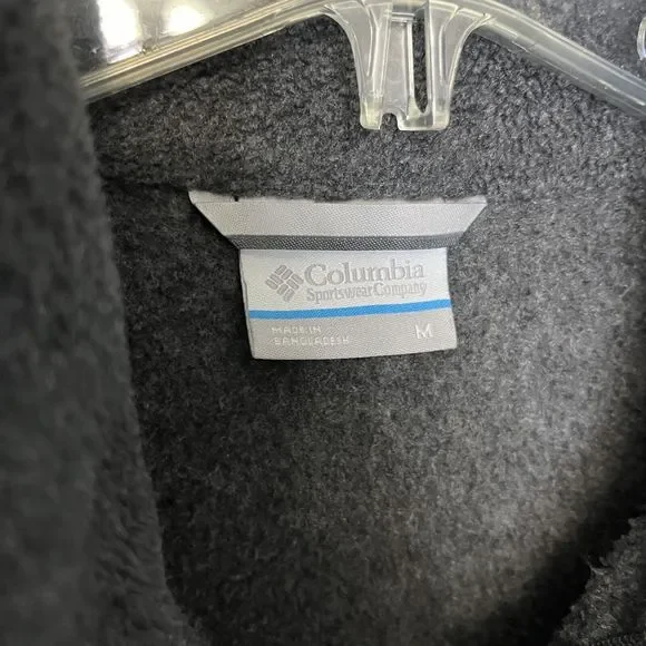 Columbia Gray Full Zipper Fleece Jacket Mens Med Pockets Stand Up Collar Outdoor - Picture 3 of 7